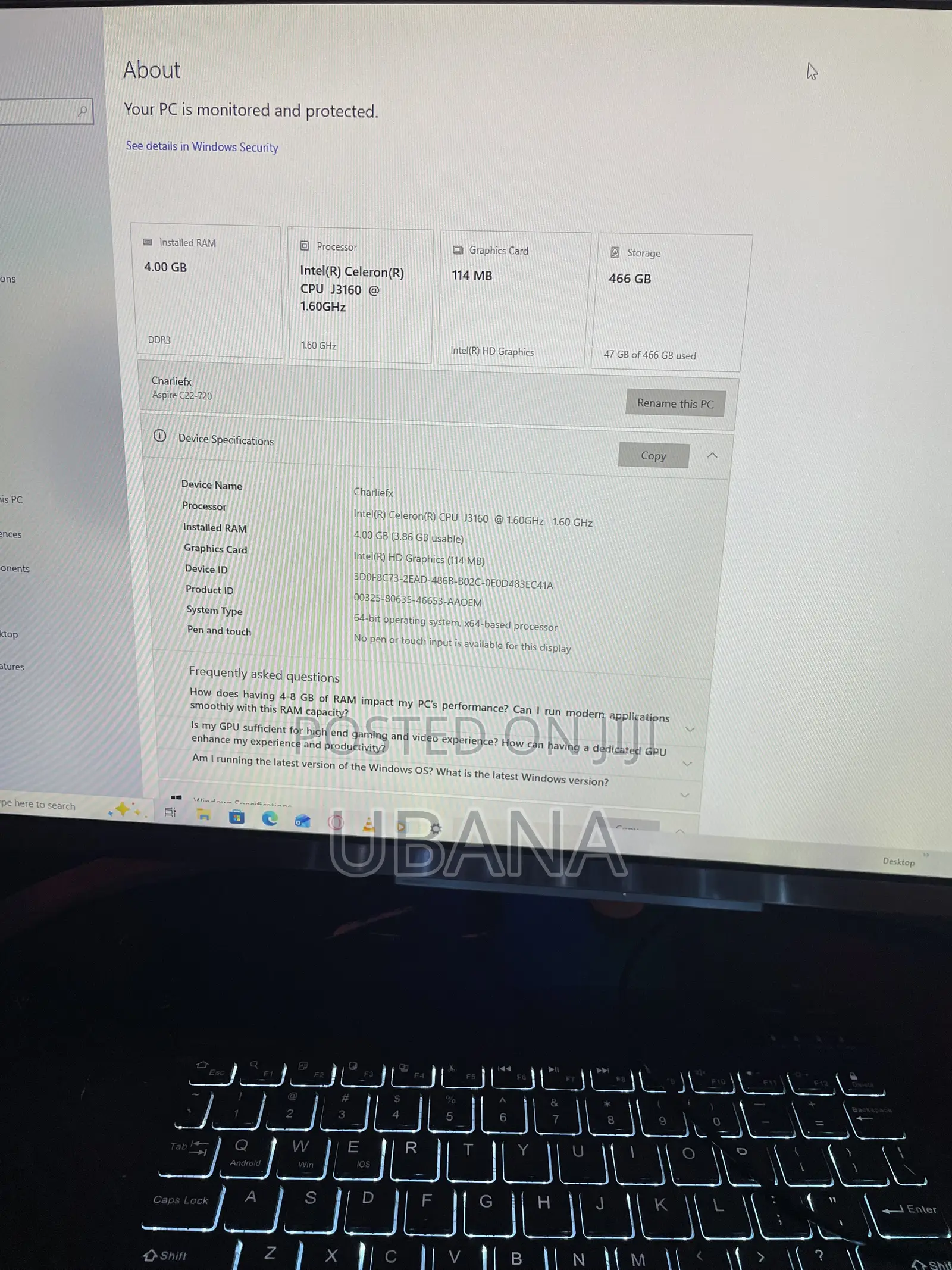 Desktop Computer Acer Aspire C22-720 4GB Intel Celeron HDD 500GB