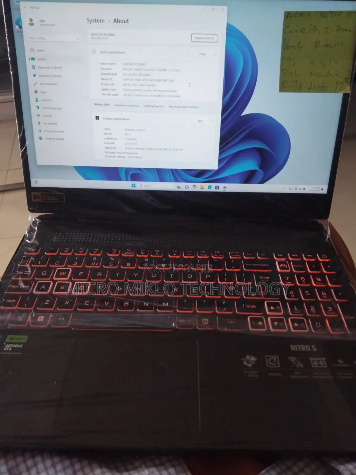 Laptop Acer Nitro 5 16GB Nvidia SSD 1T