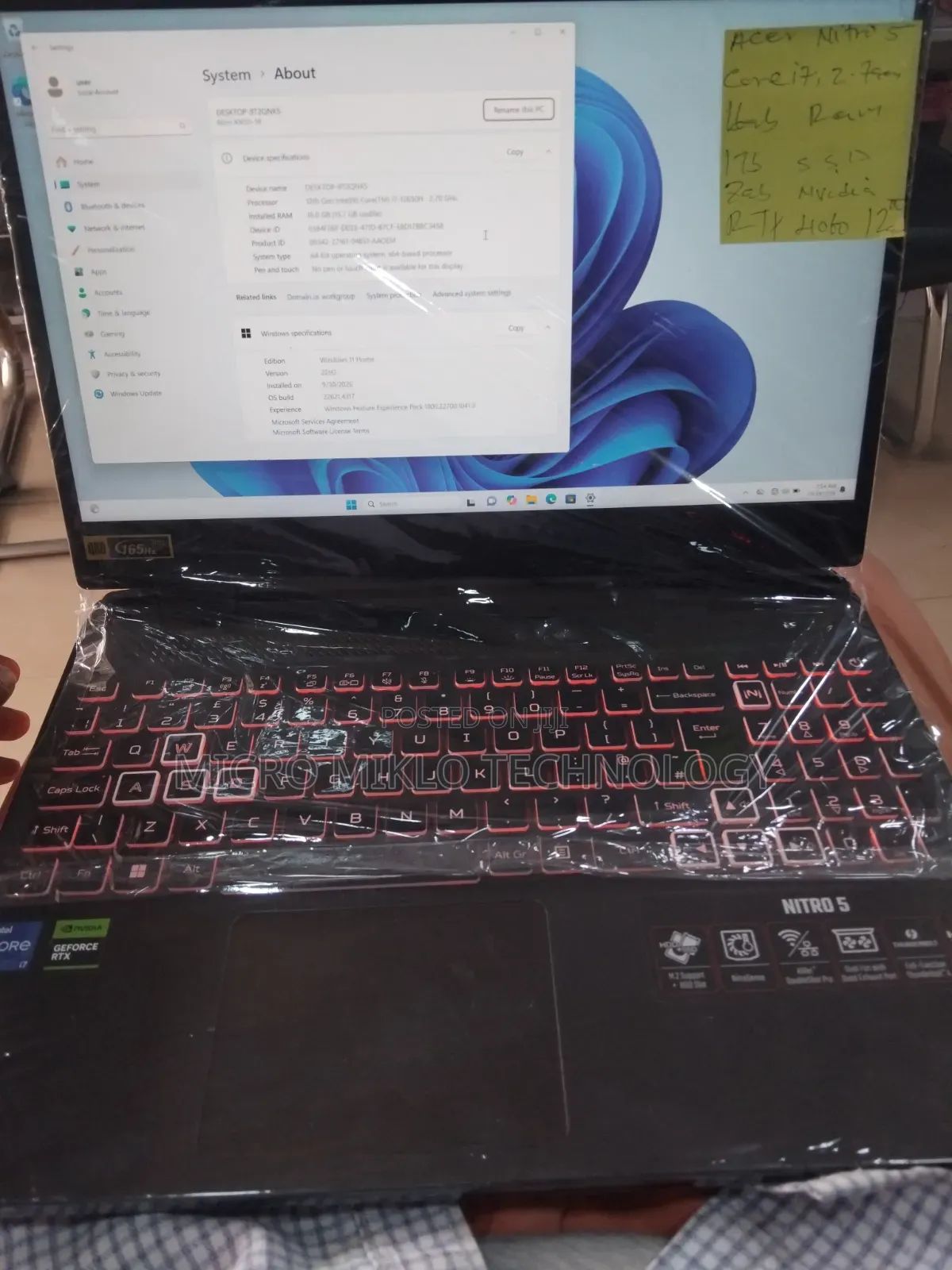 Laptop Acer Nitro 5 16GB Nvidia SSD 1T