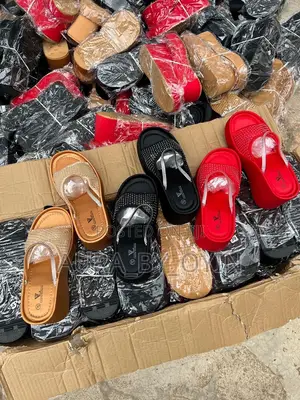 Rhinestone Wedge Platform Slides