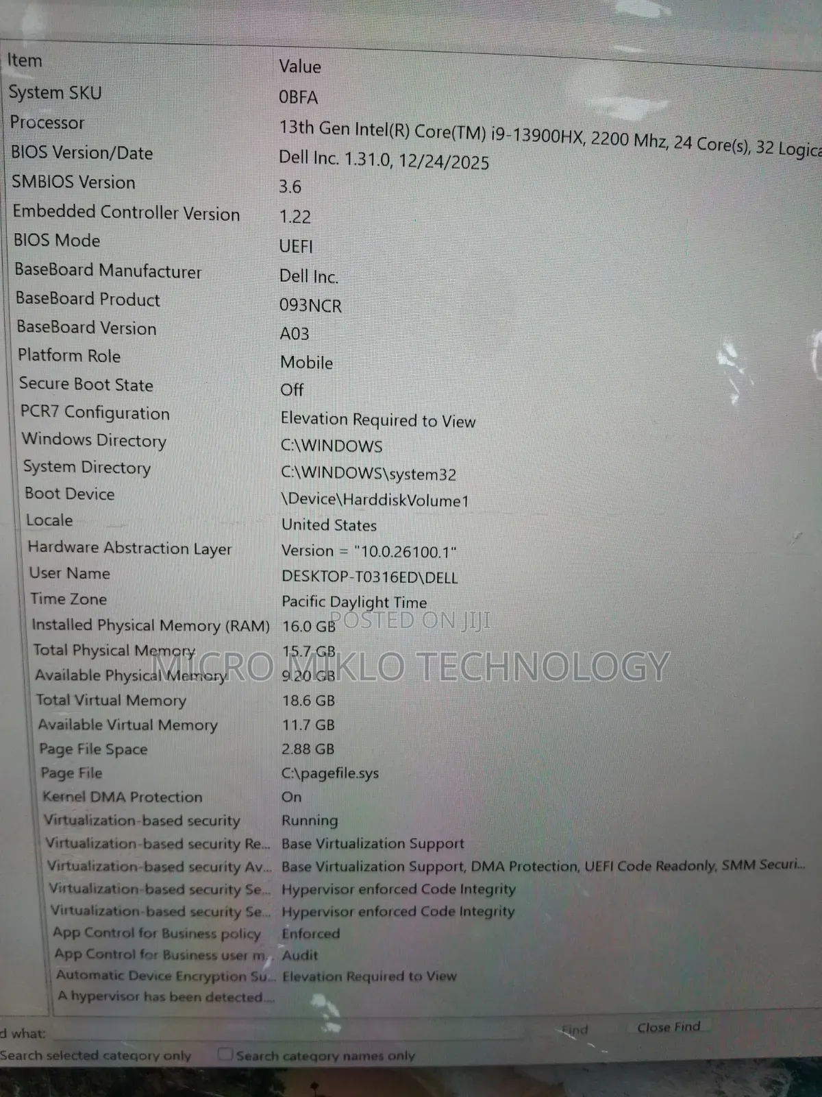 Laptop Dell G16 7630 16GB Intel Core i9 SSD 512GB
