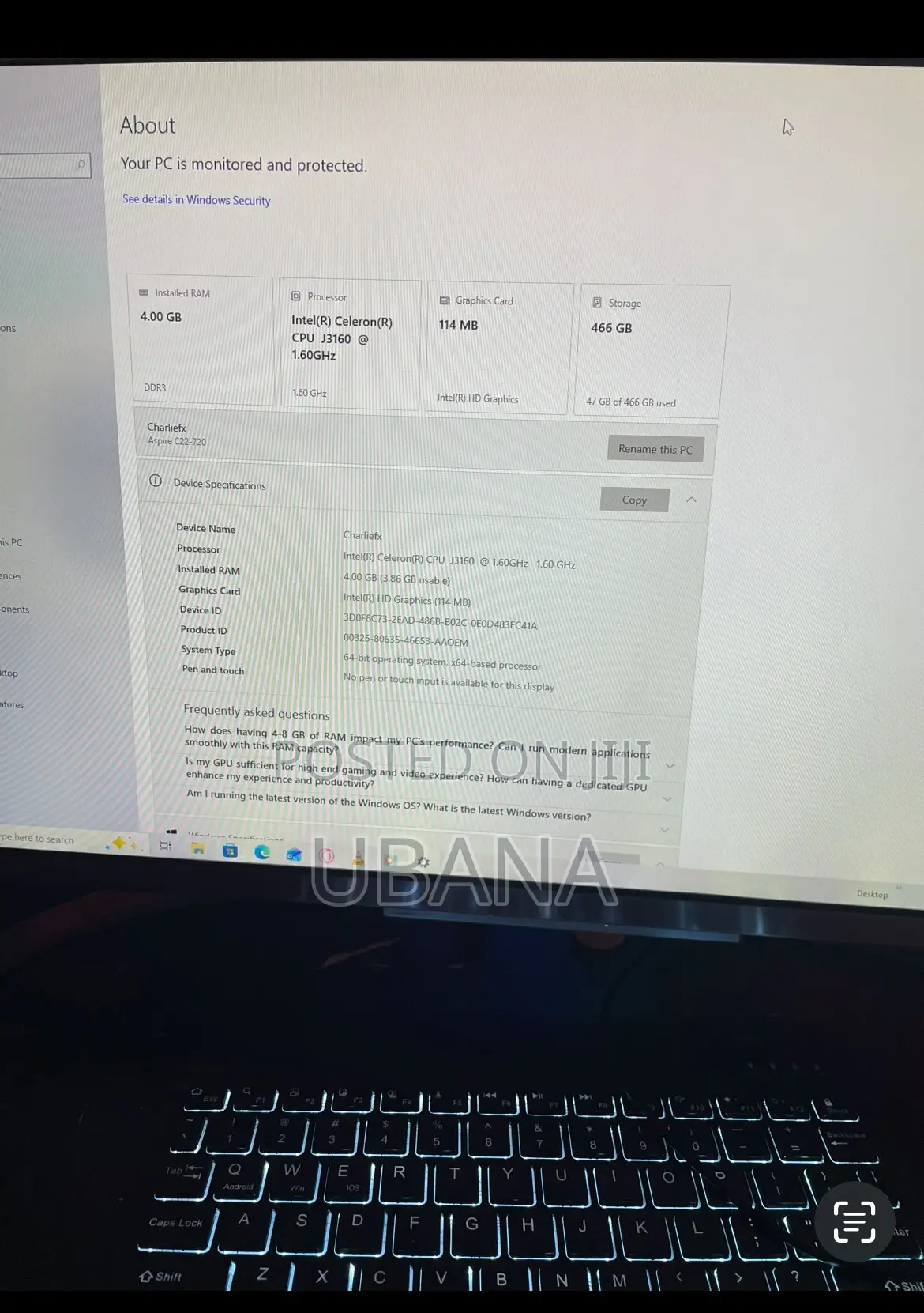 Desktop Computer Acer Aspire C22-720 4GB Intel Celeron HDD 500GB