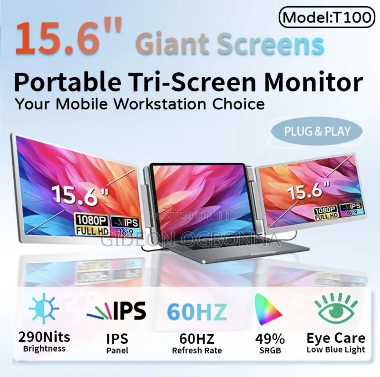 15.6-Inch Extra Large Tri-Screen Laptop Screen Extender Monitor