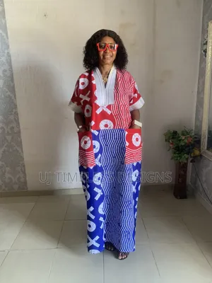 Beautifully Patterned Adire Gown