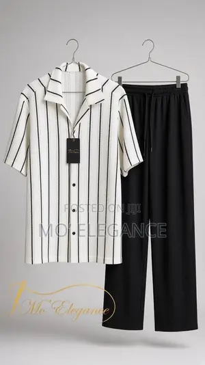 Quality Men’s Striped Shirt and Trouser Set