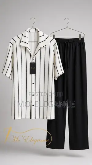 Quality Men’s Striped Shirt and Trouser Set
