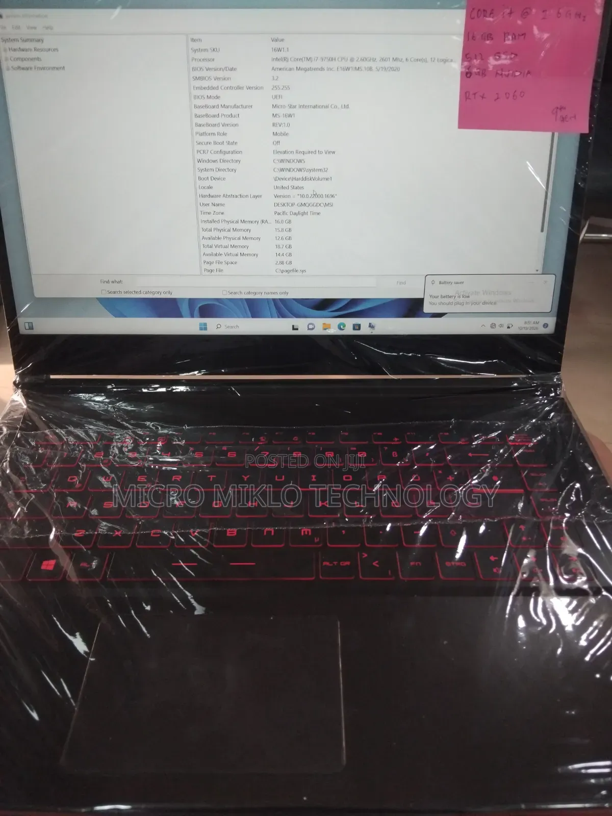 Laptop MSI GF65 Thin 10UE 16GB Intel Core i7 SSD 512GB