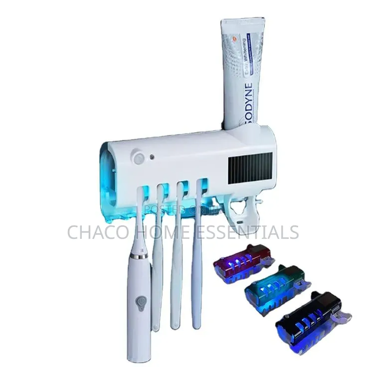 Solar-Powered UV Toothbrush Sterilizer & Auto-Paste Dispenser