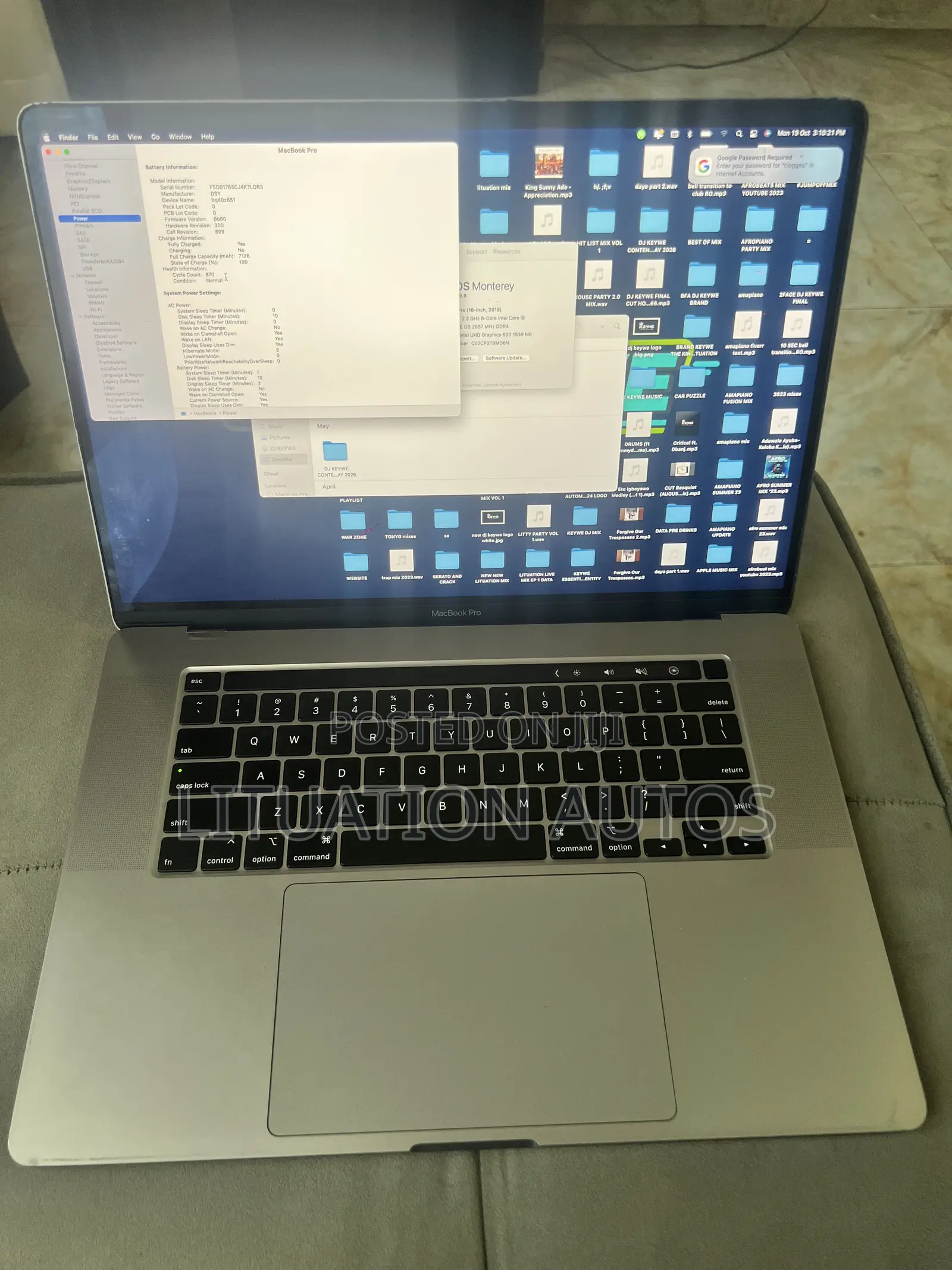 Laptop Apple MacBook Pro 2019 16GB Intel Core i9 SSD 1T