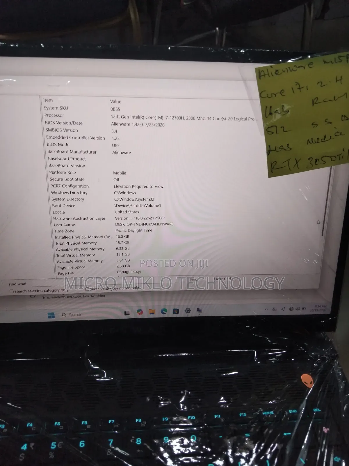 Laptop Alienware M15 16GB Intel Core i7 SSD 512GB