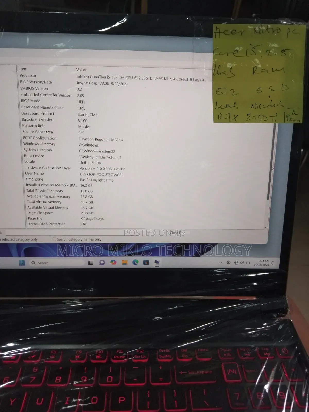 Laptop Acer Nitro 5 16GB Intel Core i5 SSD 512GB