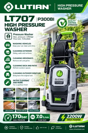 LUTIAN LT707 2200W High Pressure Washer – 170 Bar | Original Quality