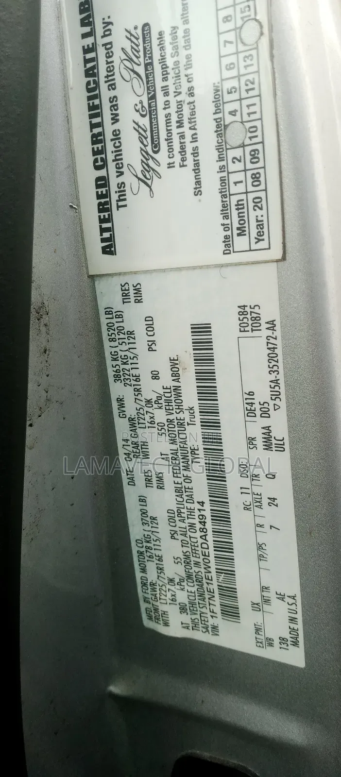 Ford E250 2014 White