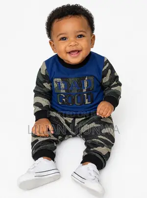 TITLE: Boys DAD GOOD Camo Sweatshirt + Jogger Set - 12/18m