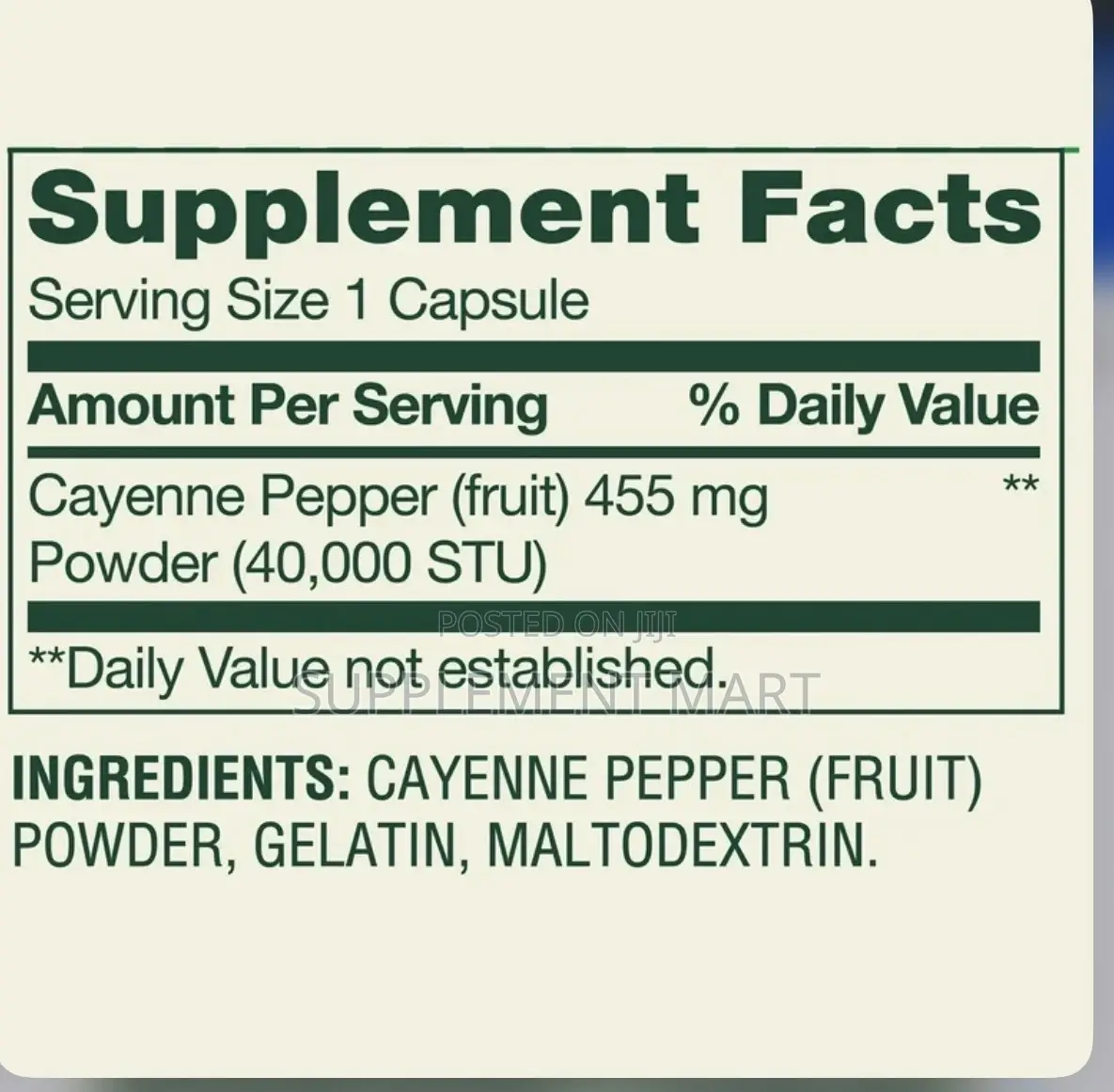 Cayenne Dietary Capsules for Metabolism Support, 455 Mg, 100 Count