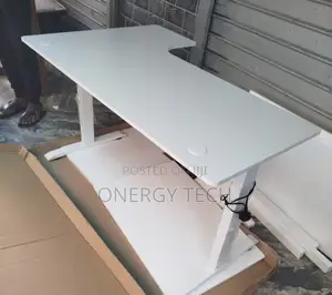 L-Shaped Electric Adjustable Height Standing Desk (White)