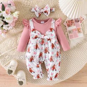 Baby Girls' 2-Piece Pink Jumpsuit With Matching Headband (0-9 Months)