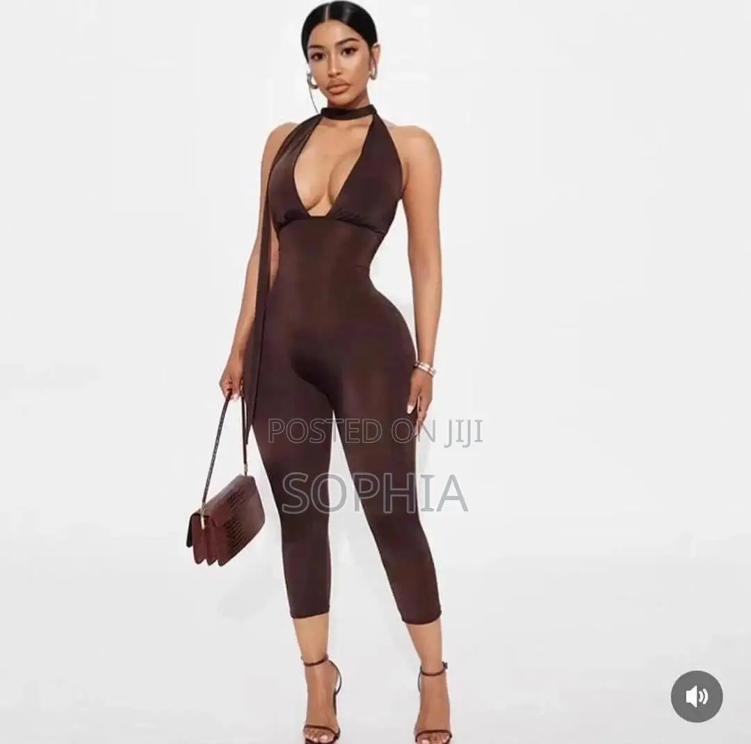 Brown Backless Tight and Top(jumpsuit)