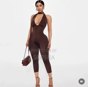 Brown Backless Tight and Top(jumpsuit)