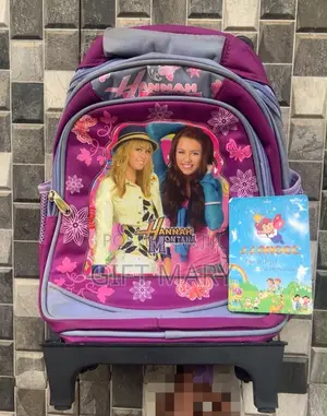 Hannah Montana Kids School Backpack With Wheels – Purple & Pink