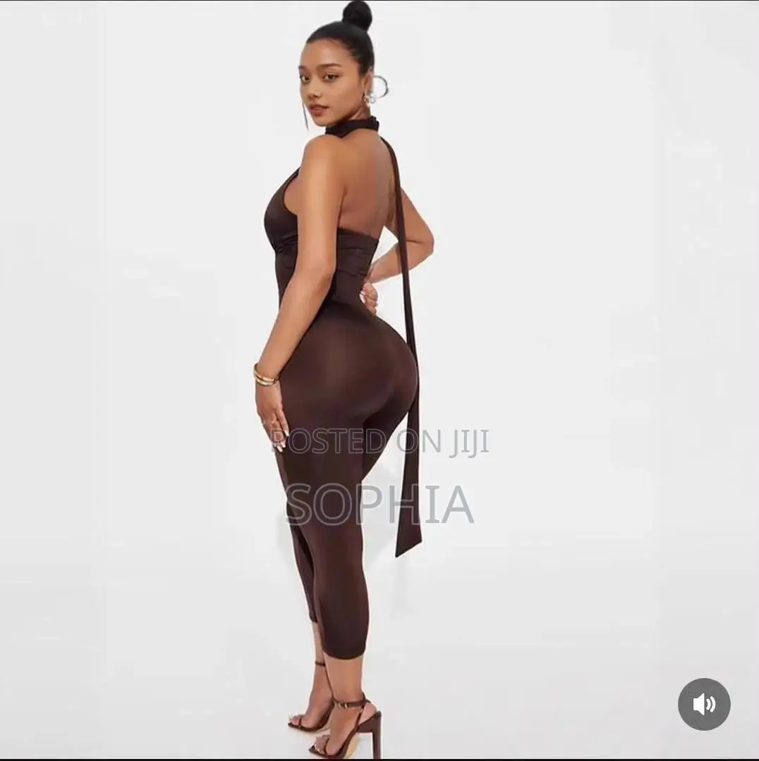 Brown Backless Tight and Top(jumpsuit)
