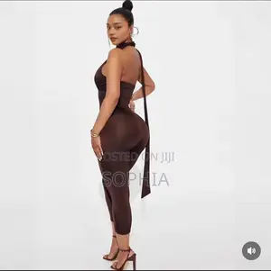 Brown Backless Tight and Top(jumpsuit)