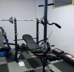 Multi-Function Weight Bench Set With an Integrated Squat Rack
