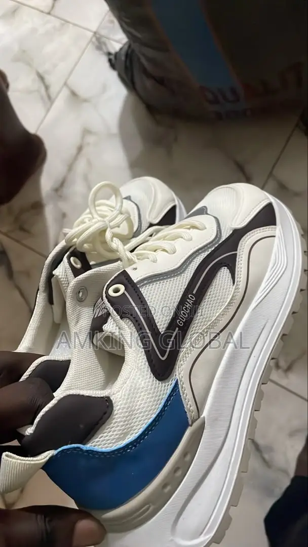 Premium Chunky Sneakers - White/Brown/Blue
