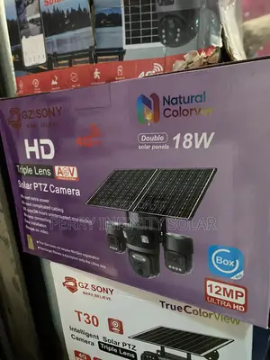 GZ SONY Triple Lens 4G Solar CCTV Camera 12MP – 18W Dual Solar Panel