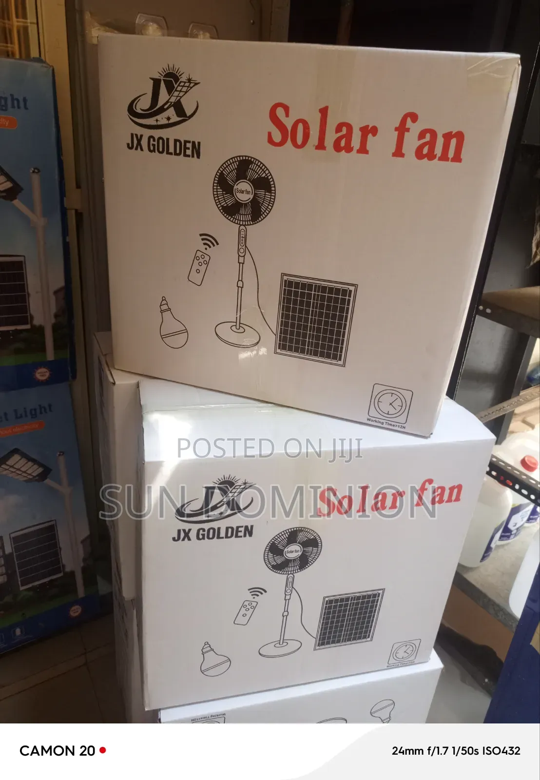 Solar Standing Fan Comes With a Bulb and Panel