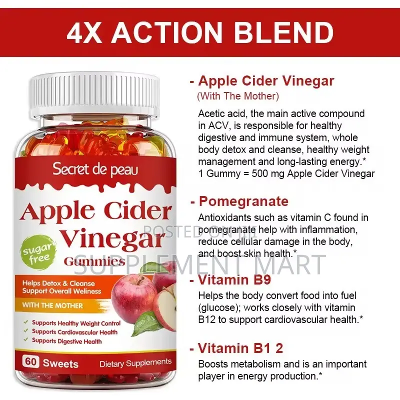 Apple Cider Gummies – Detox & Cleanse | Weight Management X60