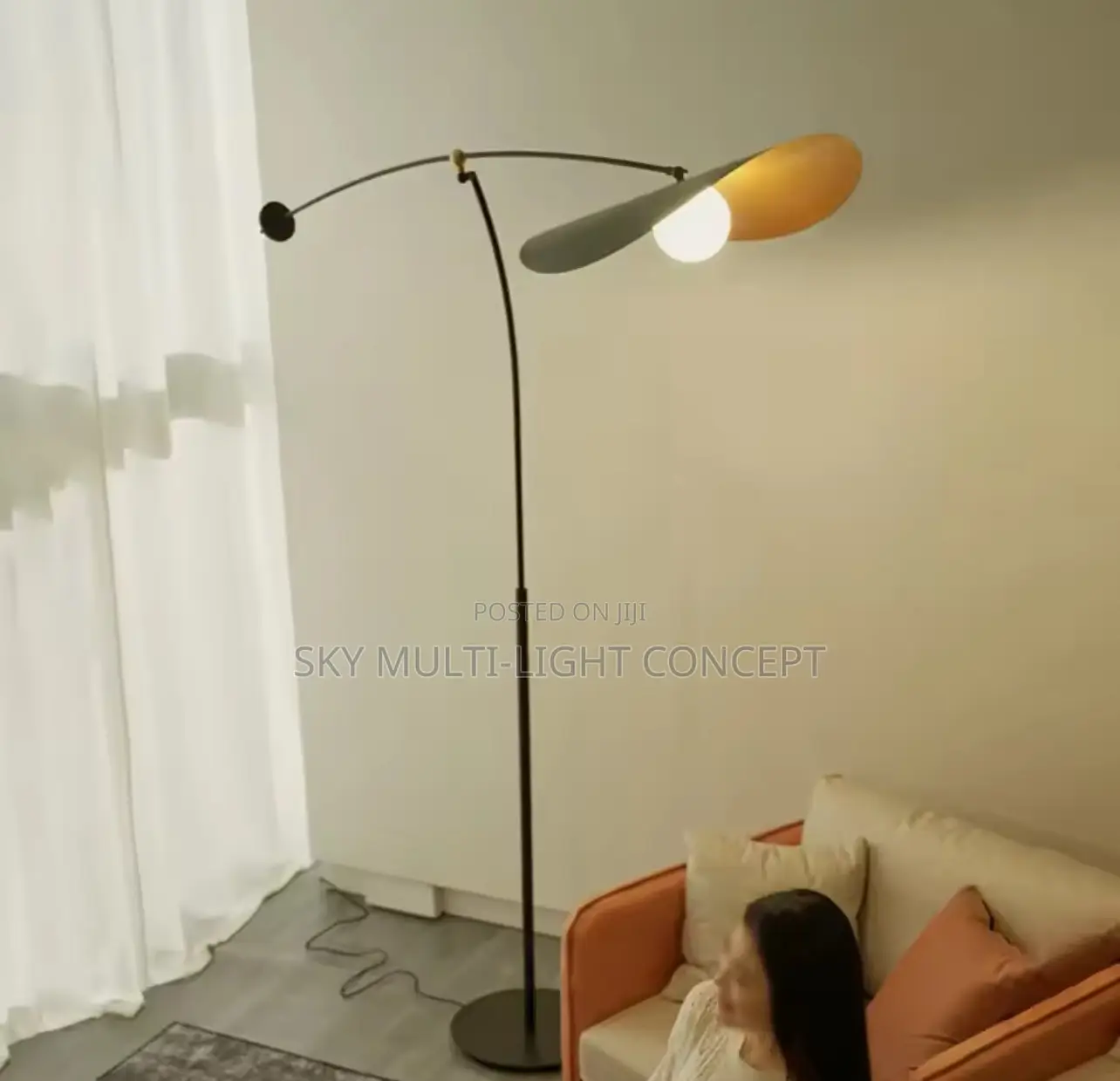 Long Arm Lotus Leaf Shaped Floor Lamp