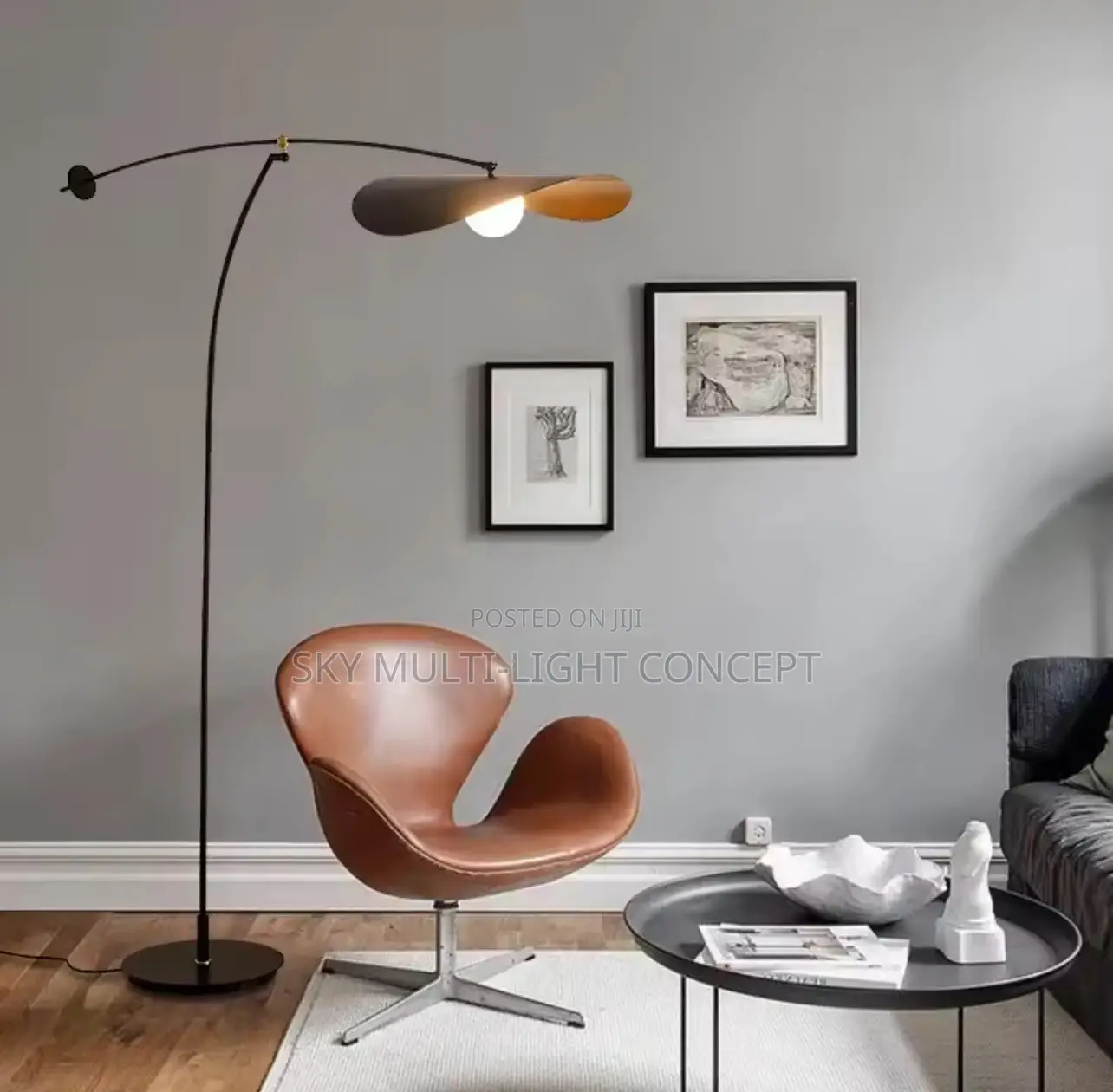 Long Arm Lotus Leaf Shaped Floor Lamp