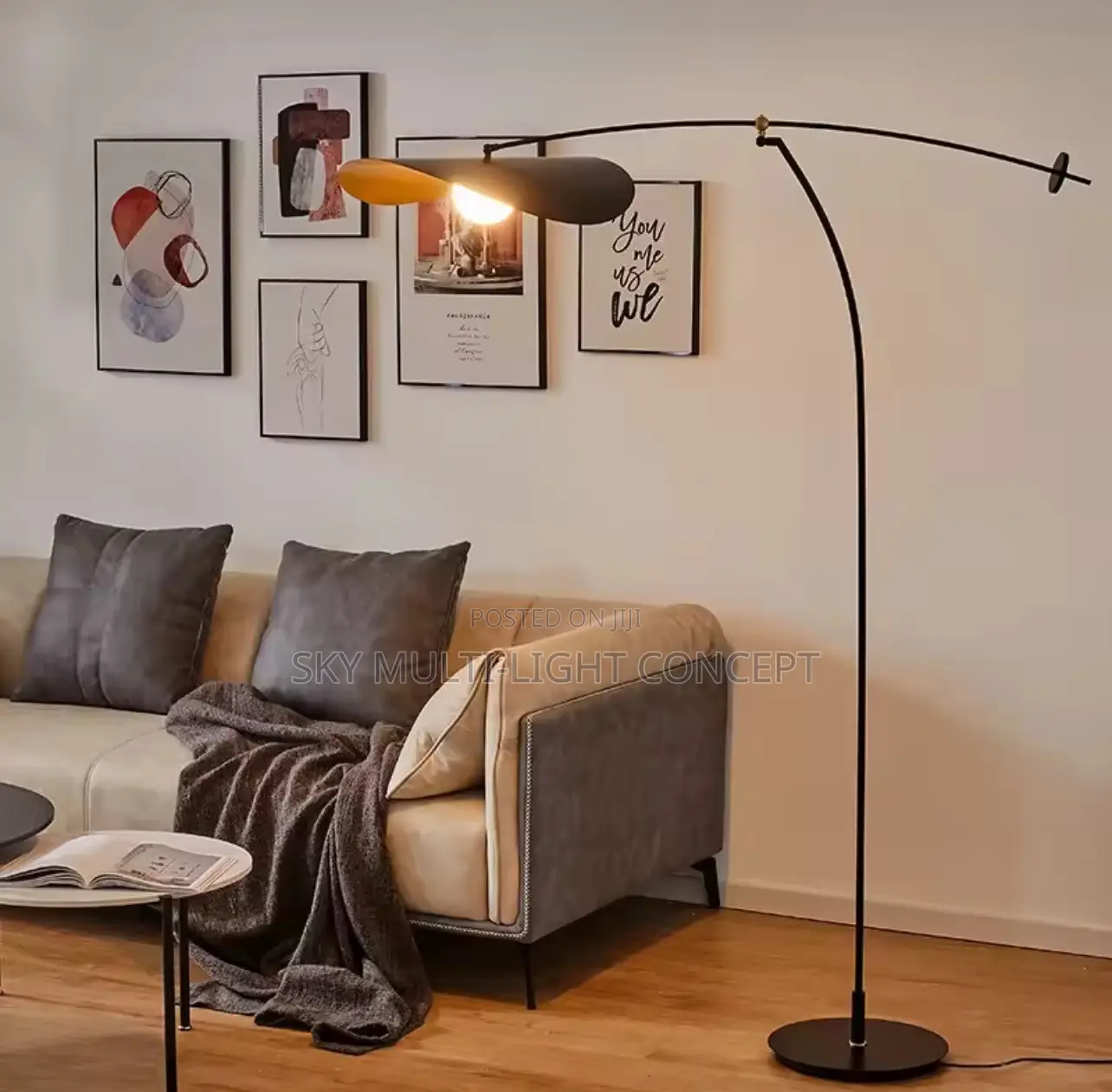 Long Arm Lotus Leaf Shaped Floor Lamp