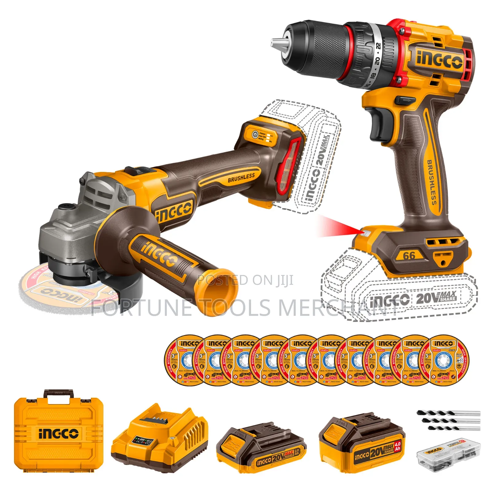 Ingco 2 in 1 Grinder and Drill Combo