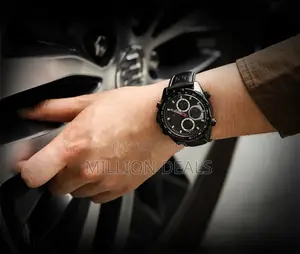 Black Leather Strap Luminious Classic Men's Wrist Watch
