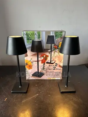 Mikasa 14" Rechargeable LED Table Lamps Set of 2 Black Touch Control