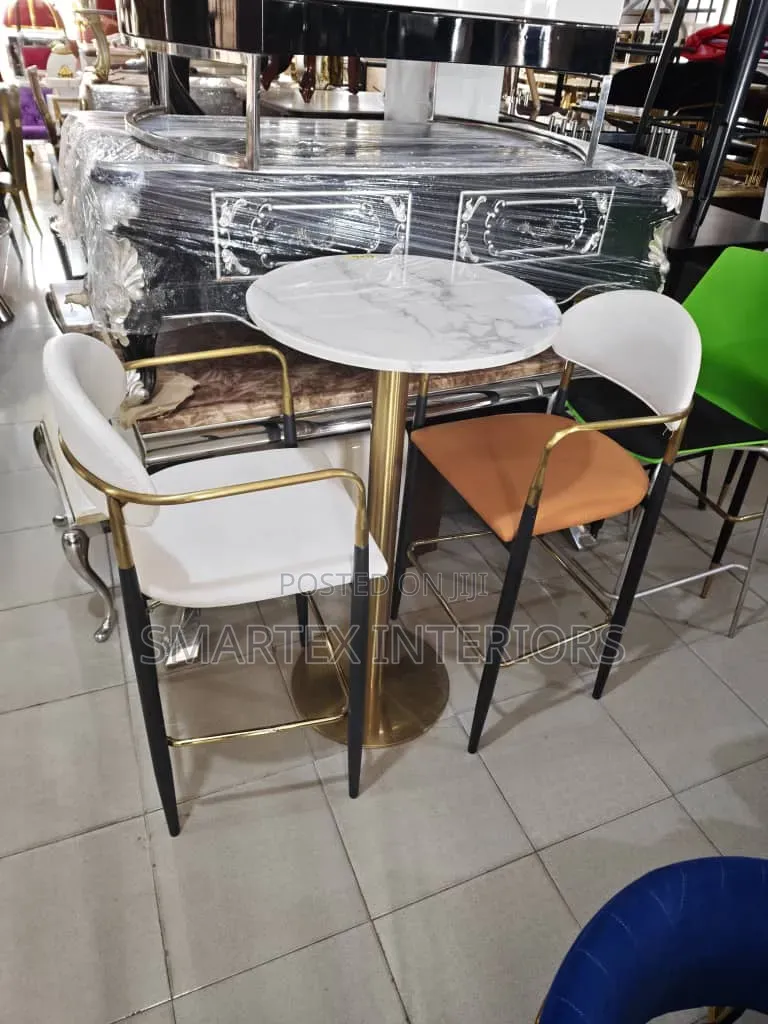 Imported Quality Gold Arm High Barstool With Bar Table