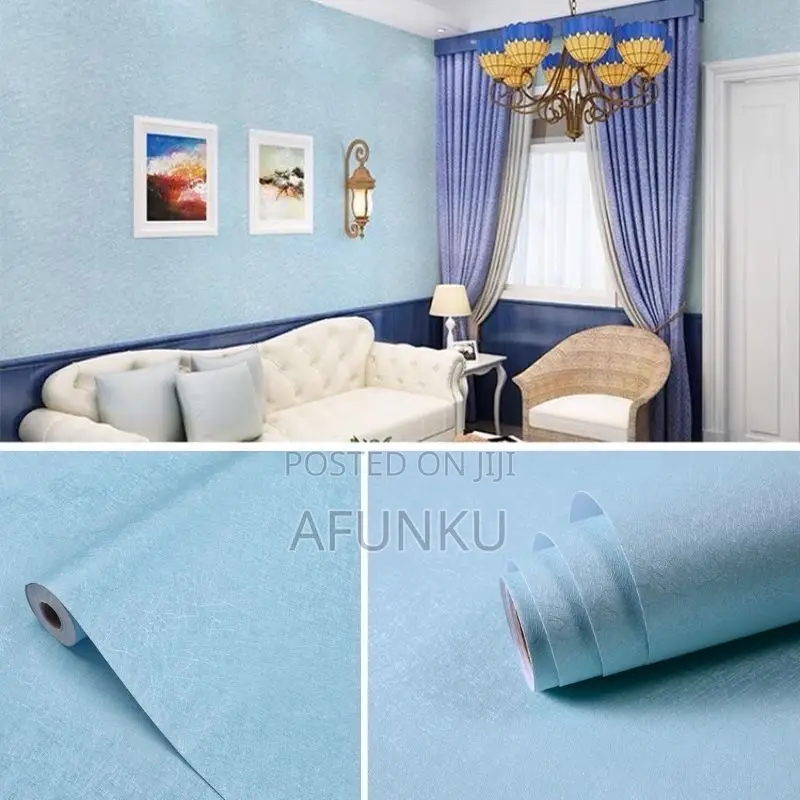 Decorative Wallpaper Linen Blue 58cm X 280cm