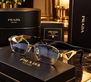 Luxury Prada Rectangular Gold Frame Sunglasses