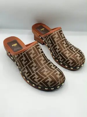 Fendi Logo Jacquard Platform Clog Mule Style.