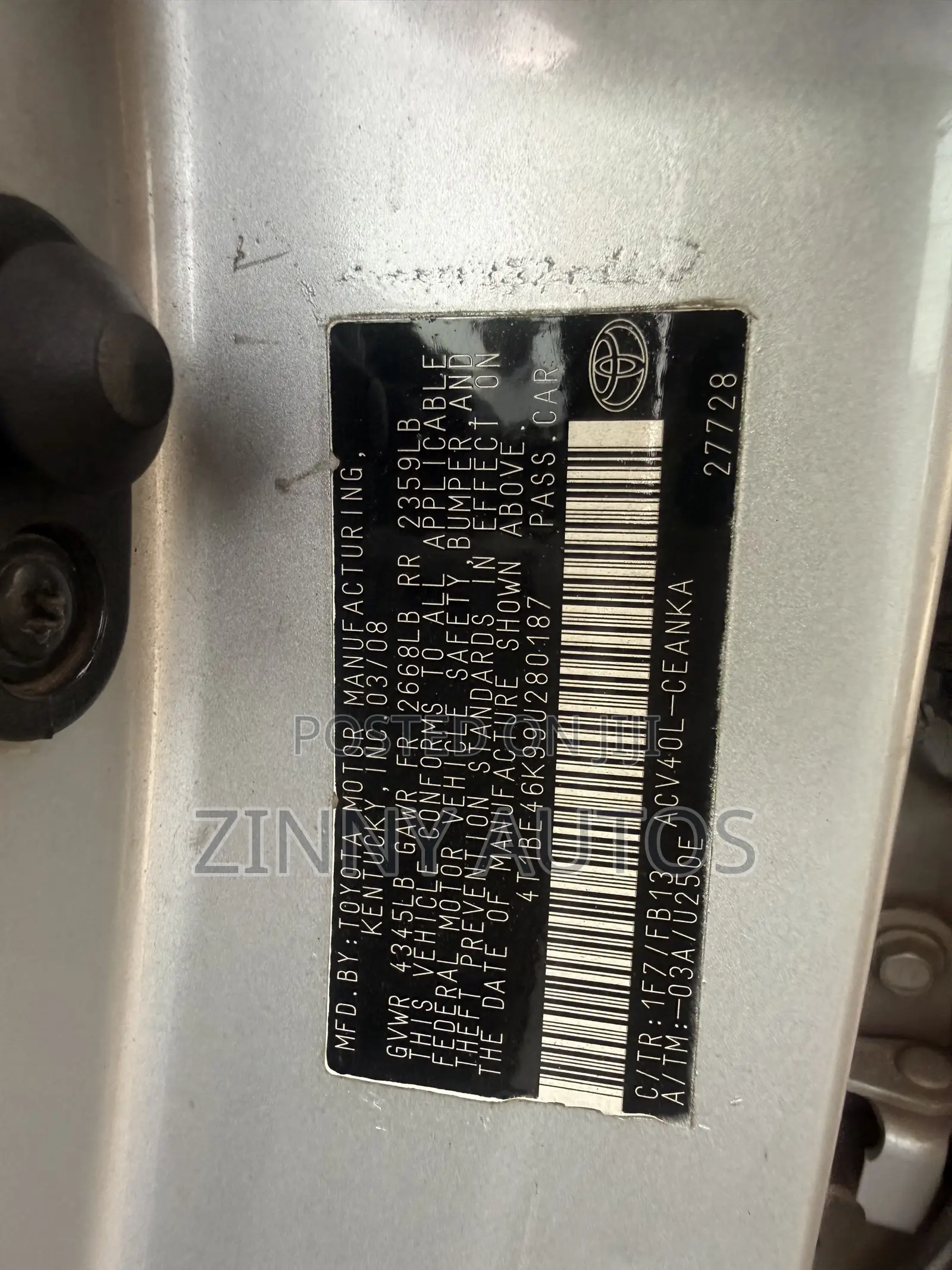 Toyota Camry 2008 Silver
