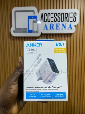 Anker 100W 3-Port GaN Fast Charger With Smart Display + Type-C Cable