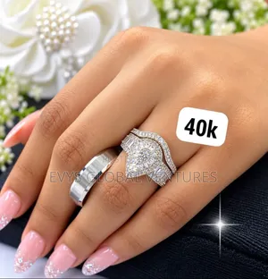3pc Sterling Silver Exquisite Wedding and Engagement Rings
