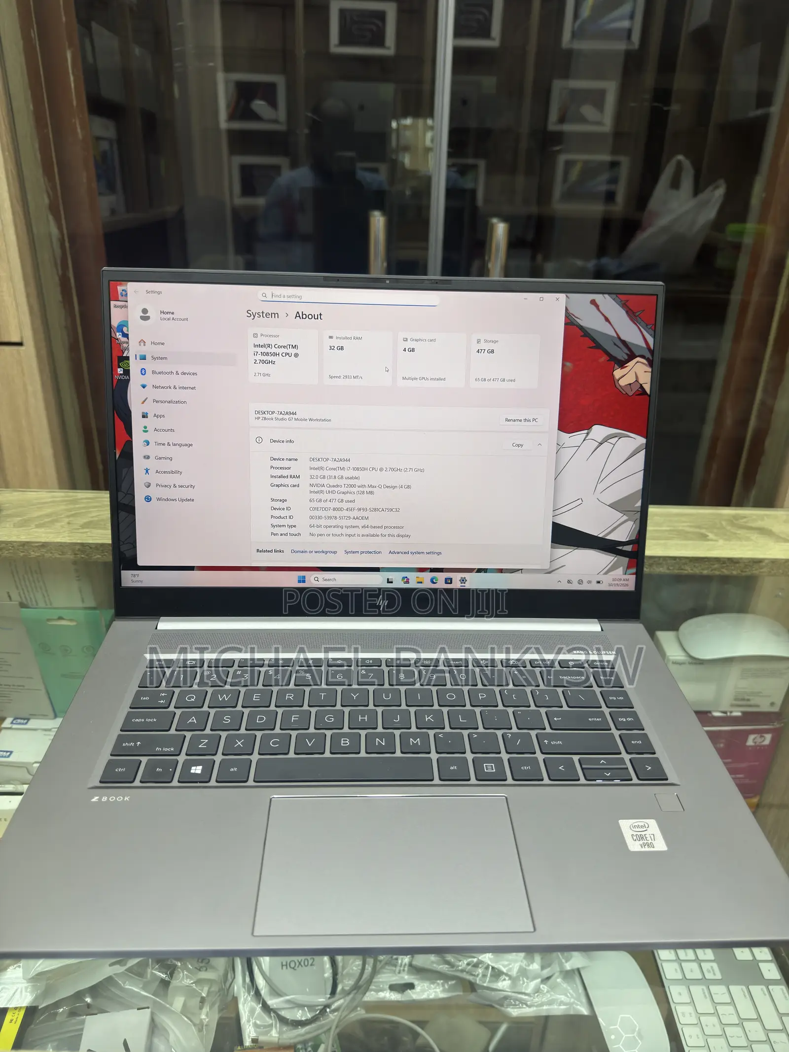 Laptop HP Zbook Studio G7 32GB Intel Core i7 SSD 512GB