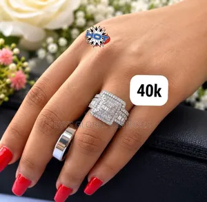 Zirconia 3-Piece Wedding Ring - Silver