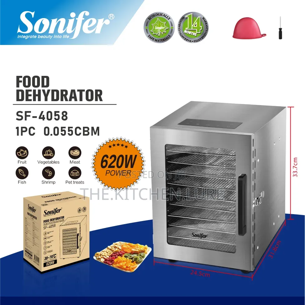Sonifer 10-Tray Digital Stainless Steel Food Dehydrator
