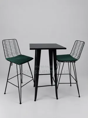 Modern 2-Seater Wire Bar Set / Kitchen Table & Stools