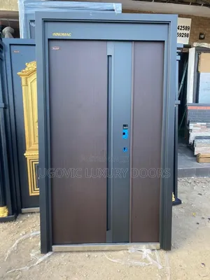 4ft Modern Wood-Grain Steel Security Door