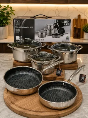 Ucc Life 8pcs TriPly 18/10 Stainless Steel Non-Stick Pot Set W/Fry Pan